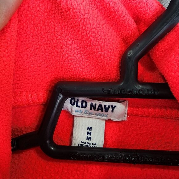 Womens Neon Red Old Navy Fleece Jacket Full Zip Mock Neck Long Sleeve Size M - Picture 6 of 12